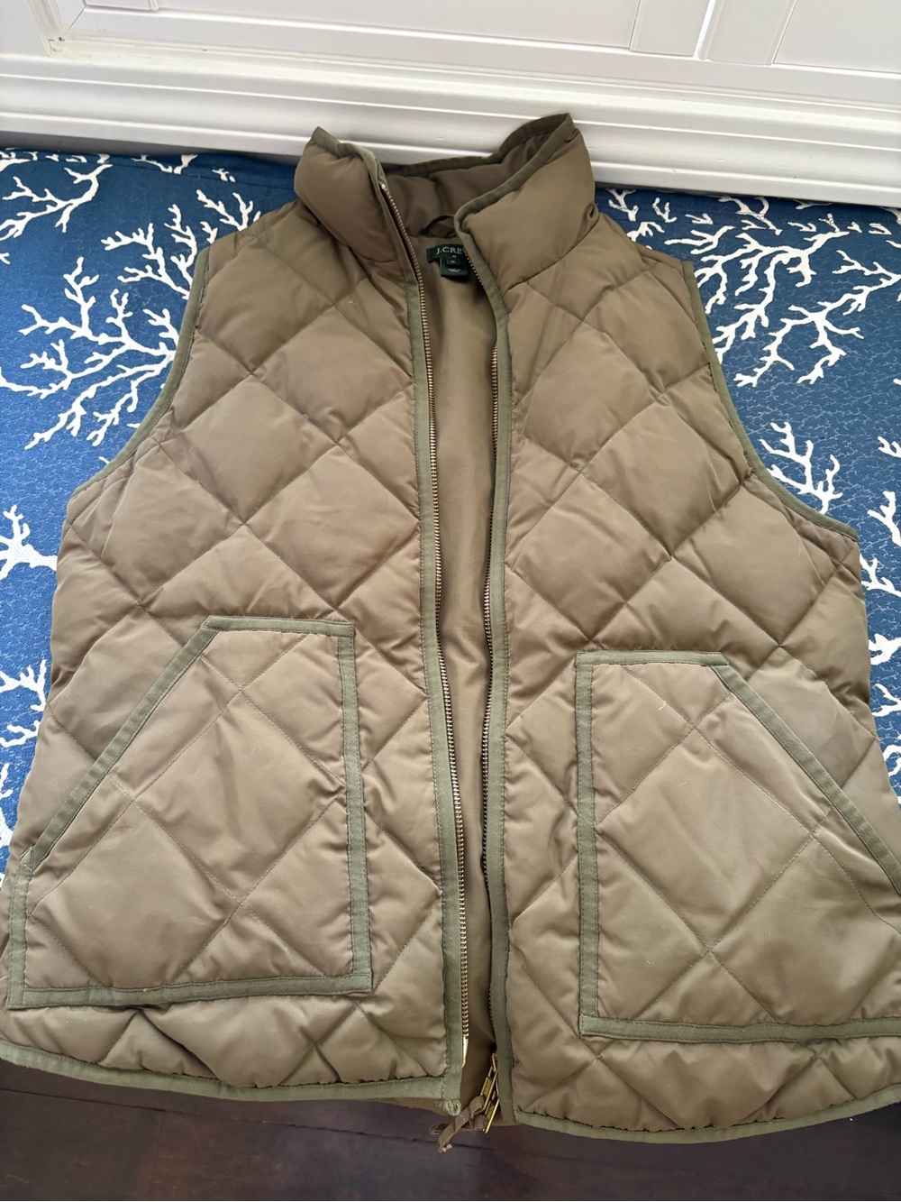 J. Crew Quilted Olive Brown Womens Vest